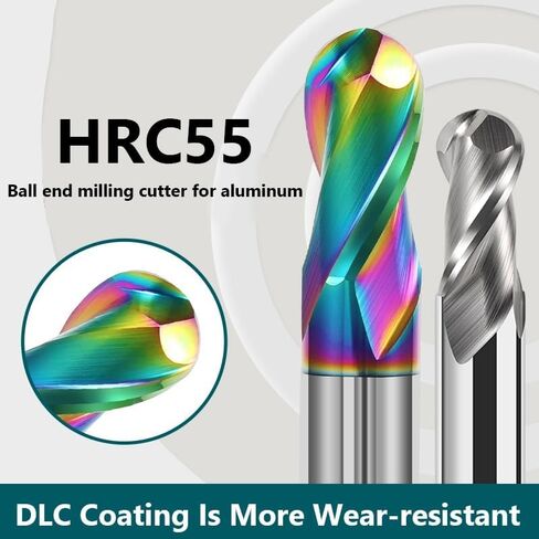 HRC55 8mm 12mm Shank 2 Flute Ball Nose End Mill Tungsten Carbide Cutter CNC Router Bit Milling Tool R0.5 R0.75 Ball End Milling Cutter(R4X8X100) in Saudi Arabia