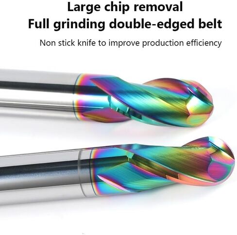 HRC55 8mm 12mm Shank 2 Flute Ball Nose End Mill Tungsten Carbide Cutter CNC Router Bit Milling Tool R0.5 R0.75 Ball End Milling Cutter(R4X8X100) in Saudi Arabia