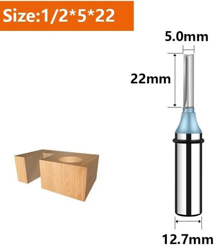 1/2 12.7 ملم شانك TCT أجهزة التوجيه المستقيمة 2 المذبحة قاطع القاطع الخشبية نحت الخشب نقش Carbide CNC Mill (12.7x5x22) in Kuwait