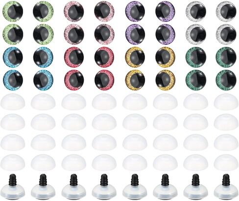 PATIKIL 12mm Flash Safety Eyes, 48 Set Doll Eyes with Washers Soft Buttons Realistic Colorful Crocheting Safety Eyes for Decor Crochet Accessories Dolls Craft, 8 Colors in Saudi Arabia