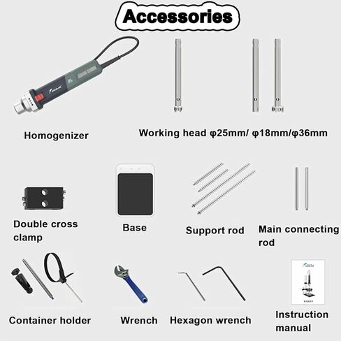 مختبر مستحلب عالي السرعة مشتت من متجانسة ، سرعة قابلة للتعديل مع حامل ، 25/18/66 ملم رؤوس العمل in Kuwait