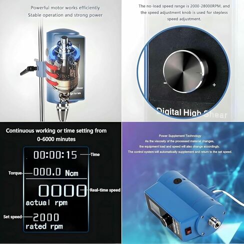 High Speed Digital Display Emulsifier, 2000-28000rmp/Min Speed Adjustable, Laboratory Dispersing Homogenizer, Timing Control 6000 Minutes, 5-10000ml Processing Capacity in Kuwait