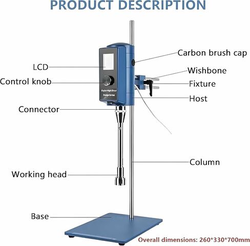 High Speed Digital Display Emulsifier, 2000-28000rmp/Min Speed Adjustable, Laboratory Dispersing Homogenizer, Timing Control 6000 Minutes, 5-10000ml Processing Capacity in Kuwait