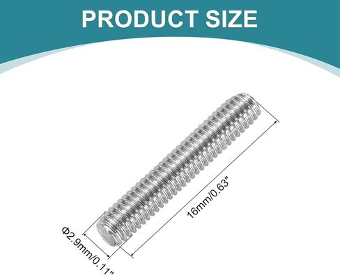 uxcell 10Pcs Fully Threaded Rod, M3 x 60mm 304 Stainless Steel Fully Threaded Studs with Nuts and Washers for Clamps, Hangers and U-Bolts, Silver in Saudi Arabia