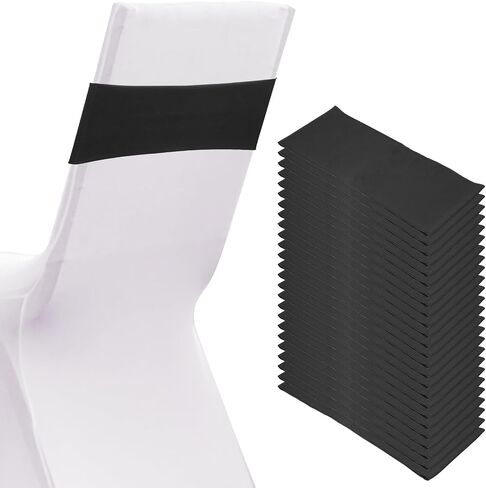 PATIKIL Premium Spandex Chair Sashes Bows, 25 Pcs Elastic Stretch Chair Cover Band Ties with Slider Buckle for Birthday Party Banquet Wedding Decoration, Blue in Saudi Arabia