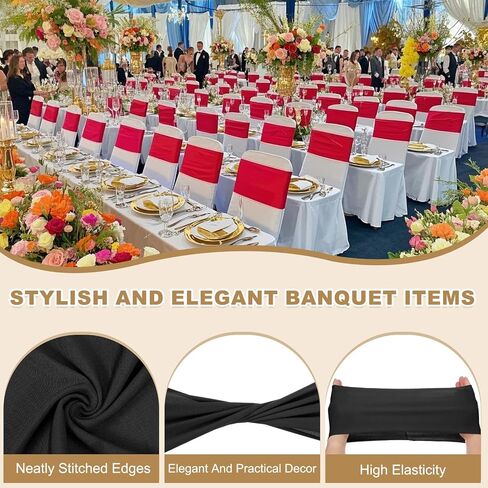 PATIKIL Premium Spandex Chair Sashes Bows, 25 Pcs Elastic Stretch Chair Cover Band Ties with Slider Buckle for Birthday Party Banquet Wedding Decoration, Blue in Saudi Arabia