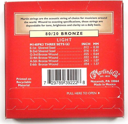 Martin M140 80/20 Acoustic Guitar Strings, Light 3 Pack in Saudi Arabia