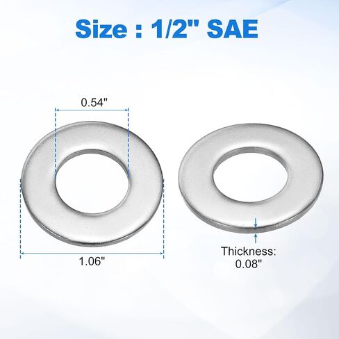uxcell 5Pcs 1-1/2" Stainless Steel SAE Flat Washers, 1.64" ID x 3" OD x 0.15" Thick Round Metal Washers for Screws Bolts Machinery Repair Accessories, Outdoor Construction in Saudi Arabia