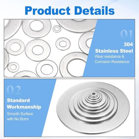 uxcell 5Pcs 1-1/2" Stainless Steel SAE Flat Washers, 1.64" ID x 3" OD x 0.15" Thick Round Metal Washers for Screws Bolts Machinery Repair Accessories, Outdoor Construction in Saudi Arabia