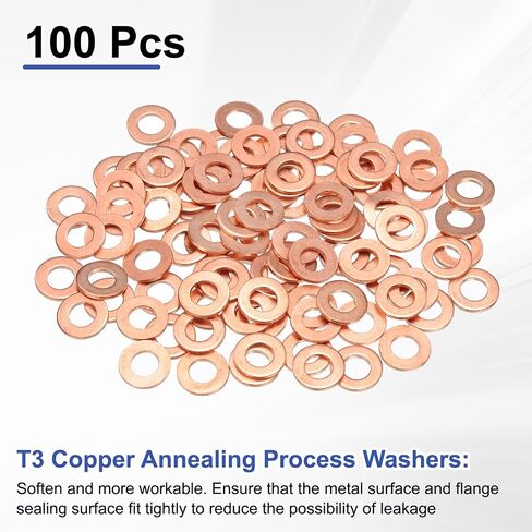 uxcell 5 Pcs Flat Washers, M30 x 38 x 1.5mm Copper Sealing Washers, Metric Sealing Ring Gasket (T3 Copper, Annealing Process) in Saudi Arabia