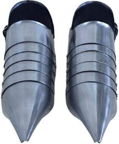 Medieval Silver Gothic Sabatons Knights Larp Armor Shoes costumes Roleplay Cosplay Iron Steel Feet Armor shoes Pair of Warrior Sabatons in Saudi Arabia