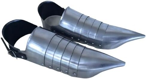 Medieval Silver Gothic Sabatons Knights Larp Armor Shoes costumes Roleplay Cosplay Iron Steel Feet Armor shoes Pair of Warrior Sabatons in Saudi Arabia