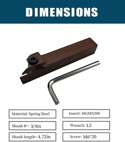 1pc 3/4In Shank MGEHR2020-2 High Quality Lathe Grooving Cut-Off Parting Tool Holder with 11pcs MGMN200 Indexable Carbide Grooving Inserts for Steel, Stainless Stee (MGEHR2020-2 + MGMN200) in Saudi Arabia