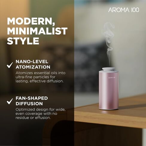 Waterless Diffuser for Essential Oil, Battery Operated Nebulizer Rechargeable Mini Scent Diffusers for Home Cars Room Office 3 Timers & 3 Mist Levels in Saudi Arabia