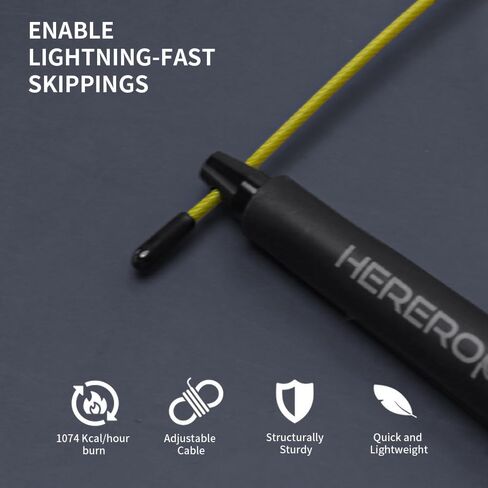 Speed Jump Rope for Men Women, Hererope Speed Rope With Dual Bearing System, 2 Cables, Adjustable Jump Rope for Boxing, CrossFit, HIIT & Strength TrainingDouble Unders, Fitness Workouts Training in Saudi Arabia