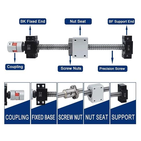 Double nut Ball Screw Control Machine SFU1610 Ball Screw+4PC HGH20CA Carriage+ 2PC HGR20 1250-2300mm Linear Square Guide Rail+BKBF12+Coupling+DSG16H(2300mm) in Kuwait