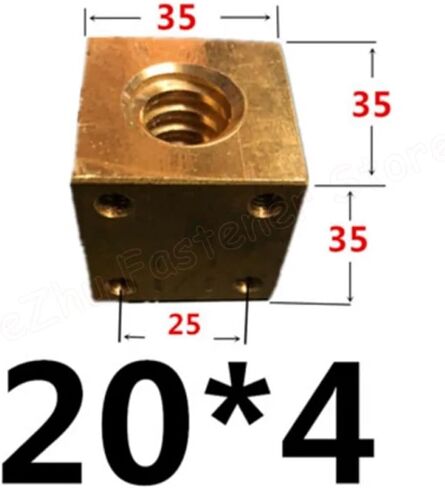 Linear Motion Ball Screw Precision Part 1pc T12 T18 T20 T25 T30 Brass Lead Screw Square Nut Trapezoid Screw Support Nut Right Thread(T12x3 Right-Hand) in Saudi Arabia