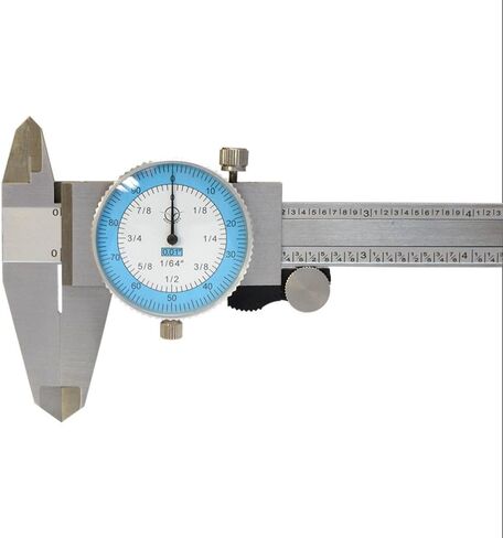 6'' Dial Caliper 64th Fractional Stainless Steel Hardened Depth Gage Gauge Read 0.01'' in Saudi Arabia