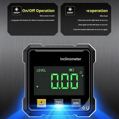 Promptanda Digital Angle Gauge - 4 Side Magnetic Digital Angle Gauge, Cube Inclinometer with Backlight, Table Saw Miter Protractor, Woodworking Measuring Tool, Level Box for Hanging (2) in Saudi Arabia