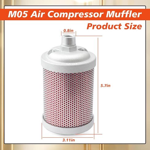 M05 Air Compressor Muffler 1/2 inch NPT Male Single Chamber 145 PSI Compatible with Compressed Equipment and Systems and Dryer Replacing Parts in Saudi Arabia