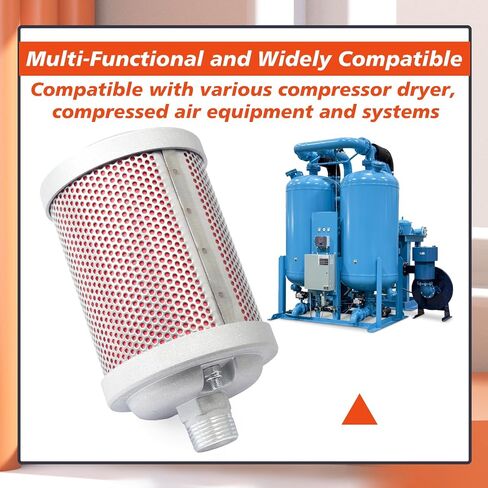 M05 Air Compressor Muffler 1/2 inch NPT Male Single Chamber 145 PSI Compatible with Compressed Equipment and Systems and Dryer Replacing Parts in Saudi Arabia