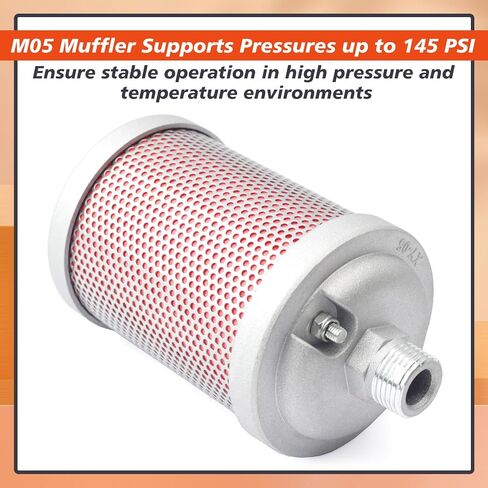 M05 Air Compressor Muffler 1/2 inch NPT Male Single Chamber 145 PSI Compatible with Compressed Equipment and Systems and Dryer Replacing Parts in Saudi Arabia