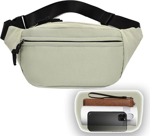 2-Zippers Fanny Pack for Men Women, Crossbody Waist Bag with Adjustable Strap Scratch Resistant Waterproof Fanny Pack Suitable for Travel Running Sports Cycling Hiking, Carry Any Phone,Wallet. Black in Saudi Arabia