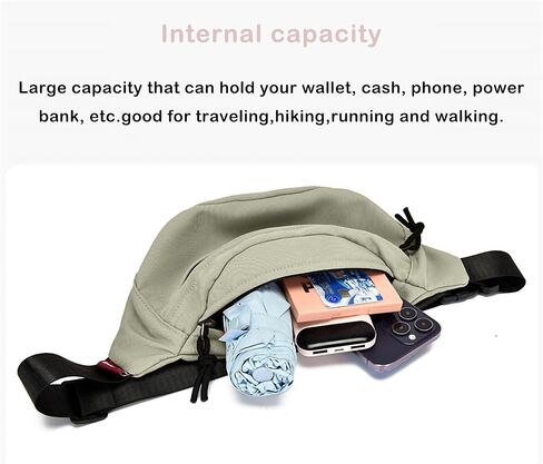 2-Zippers Fanny Pack for Men Women, Crossbody Waist Bag with Adjustable Strap Scratch Resistant Waterproof Fanny Pack Suitable for Travel Running Sports Cycling Hiking, Carry Any Phone,Wallet. Black in Saudi Arabia