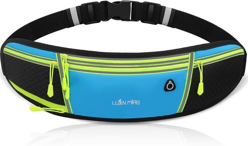 Running Belt for Women & Men Water Resistant Fitness Waist Pack with Phone Pocket & Water Bottle Holder Adjustable Reflective Jogging Belt for Running, Hiking, Gym (Sky Blue) in Kuwait