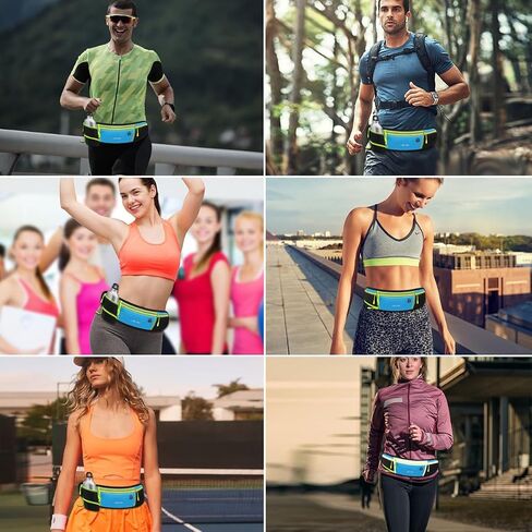Running Belt for Women & Men Water Resistant Fitness Waist Pack with Phone Pocket & Water Bottle Holder Adjustable Reflective Jogging Belt for Running, Hiking, Gym (Sky Blue) in Kuwait