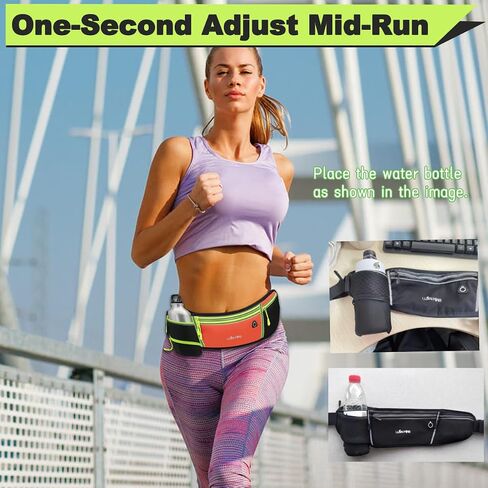 Running Belt for Women & Men Water Resistant Fitness Waist Pack with Phone Pocket & Water Bottle Holder Adjustable Reflective Jogging Belt for Running, Hiking, Gym (Sky Blue) in Saudi Arabia