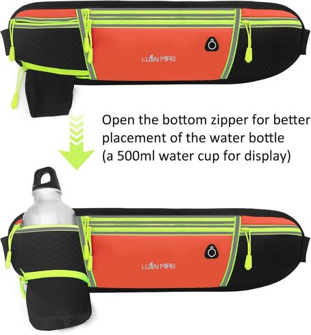 Running Belt for Women & Men Water Resistant Fitness Waist Pack with Phone Pocket & Water Bottle Holder Adjustable Reflective Jogging Belt for Running, Hiking, Gym (Sky Blue) in Saudi Arabia