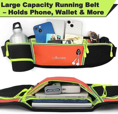 Running Belt for Women & Men Water Resistant Fitness Waist Pack with Phone Pocket & Water Bottle Holder Adjustable Reflective Jogging Belt for Running, Hiking, Gym (Sky Blue) in Saudi Arabia
