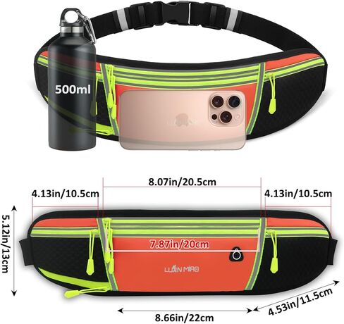 Running Belt for Women & Men Water Resistant Fitness Waist Pack with Phone Pocket & Water Bottle Holder Adjustable Reflective Jogging Belt for Running, Hiking, Gym (Sky Blue) in Saudi Arabia