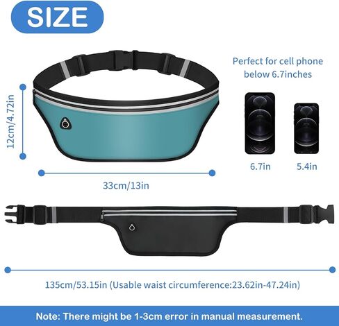 UltraSlim Fanny Packs for Women Men Slim Running Belt Waist Pack Runners Bag Waterproof Money Belt (Black) in Kuwait