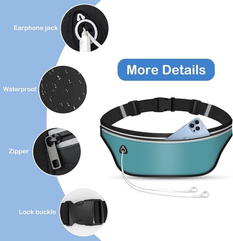 UltraSlim Fanny Packs for Women Men Slim Running Belt Waist Pack Runners Bag Waterproof Money Belt (Black) in Kuwait