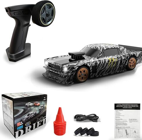 1/43 Mini Remote Control Car with Gyroscope, 2.4GHz 4WD Full Proportional High Speed Fast RC Drift Cars with LED Lights Racing Tires, Hobby RC Cars Toy Model Gift for Adults, Kids, Boys in Saudi Arabia