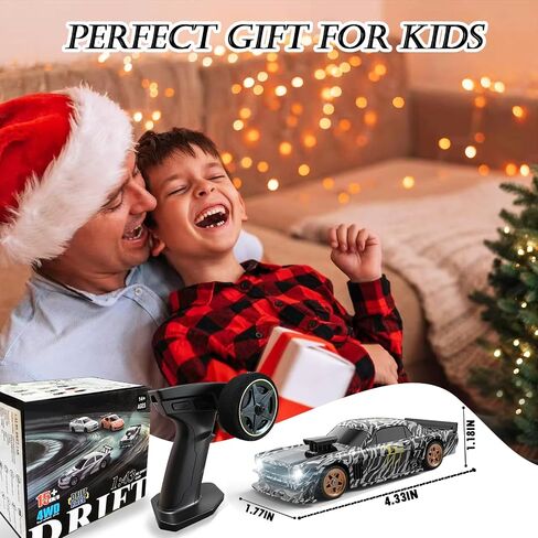 1/43 Mini Remote Control Car with Gyroscope, 2.4GHz 4WD Full Proportional High Speed Fast RC Drift Cars with LED Lights Racing Tires, Hobby RC Cars Toy Model Gift for Adults, Kids, Boys in Saudi Arabia