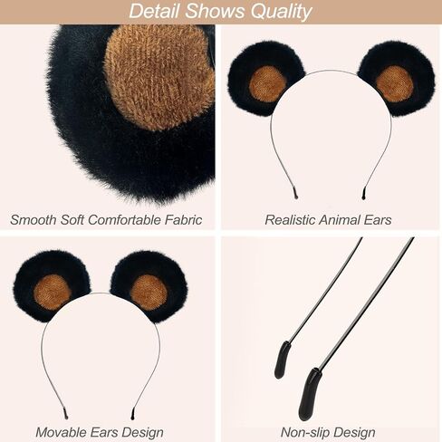 SIOTMERA Bear Ears Headband Yellow, Cute Care Movable Hairband Adult with Animals Costume, Soft Makeup Head Wear for Washing Face Women in Saudi Arabia