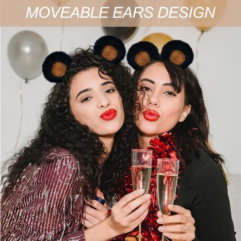SIOTMERA Bear Ears Headband Yellow, Cute Care Movable Hairband Adult with Animals Costume, Soft Makeup Head Wear for Washing Face Women in Saudi Arabia