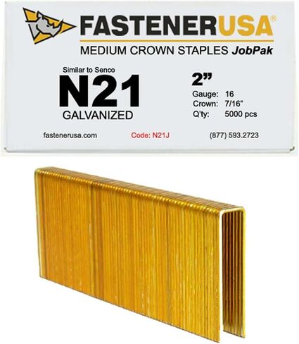 2" Leg x 7/16" Crown 16GA GALV N21 Staples 5,000ct | N21J in Saudi Arabia