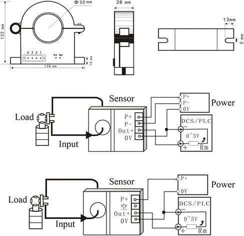 AC 50A-3000A clamp Sensor 0-10V 4-20mA RS485 0-5V Ampere Sensor Transformer Current Signal Transmitter transducer(4-20ma Dc Output,AC0-50A-DC24) in Saudi Arabia