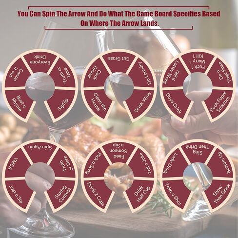 Wine Not Spin-Fun Drinking Games for Adults, 24PCS Wine Glass Spinner Party Fun Adult Game Nights,Bachelorette Party Games, Drinking Games for Girls Couples Adults Party in Saudi Arabia