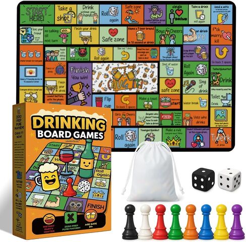 Drinking Game for Adults – Funny 21+ Party Board Game with Rubber Mat – Drunk Games, Bachelorette Party, College Night, Birthday, 2-8 Players in Saudi Arabia