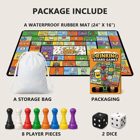 Drinking Game for Adults – Funny 21+ Party Board Game with Rubber Mat – Drunk Games, Bachelorette Party, College Night, Birthday, 2-8 Players in Saudi Arabia