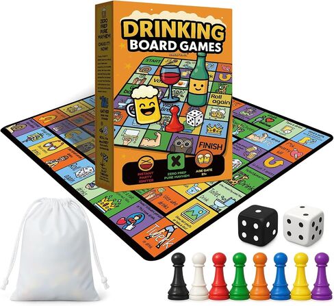 Drinking Game for Adults – Funny 21+ Party Board Game with Rubber Mat – Drunk Games, Bachelorette Party, College Night, Birthday, 2-8 Players in Saudi Arabia