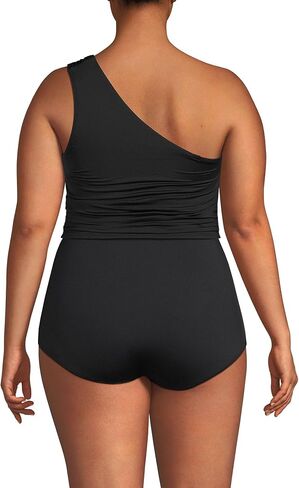 Lands' End Women's Ruched One Shoulder Midkini Swimsuit Top in Saudi Arabia