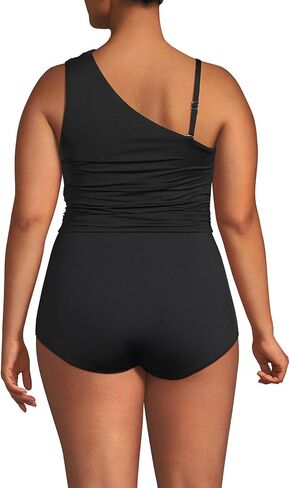 Lands' End Women's Ruched One Shoulder Midkini Swimsuit Top in Saudi Arabia
