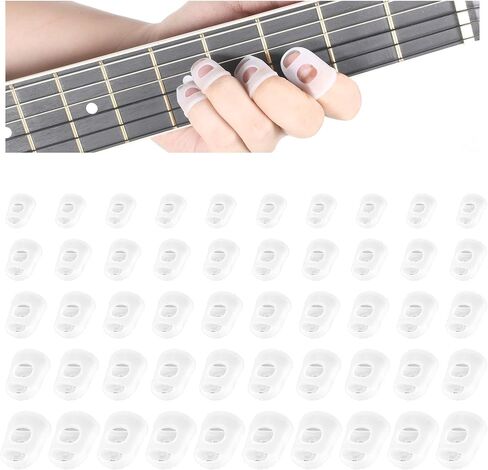 50 PCS Guitar Fingertip Protector Silicone Fingers ، يغطي إصبع الغيتار 5 أحجامًا لأغطيات حماية أصابع الإصبع المضادة للانزلاق لأغطية لاعبي الباص ، والمبتدئين العزف على التنفس والقابل لإعادة الاستخدام in Saudi Arabia