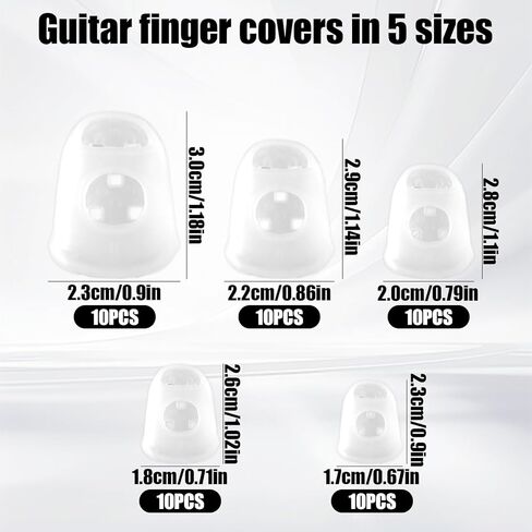 50 PCS Guitar Fingertip Protector Silicone Fingers ، يغطي إصبع الغيتار 5 أحجامًا لأغطيات حماية أصابع الإصبع المضادة للانزلاق لأغطية لاعبي الباص ، والمبتدئين العزف على التنفس والقابل لإعادة الاستخدام in Saudi Arabia